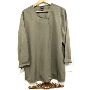 Eileen Fisher - Green 100% Silk Tunic Blouse Top Women's size Medium